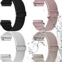 Fullmosa Watch Bands 18mm 20mm 22mm Nylon Elastic Stretchy Band, Water-resistant Quick Release Soft Adjustable Strap for Garmin Samsung Galaxy Amazfit Women Men (22mm, Black/Sand Pink/Starlight/Milk Tea)