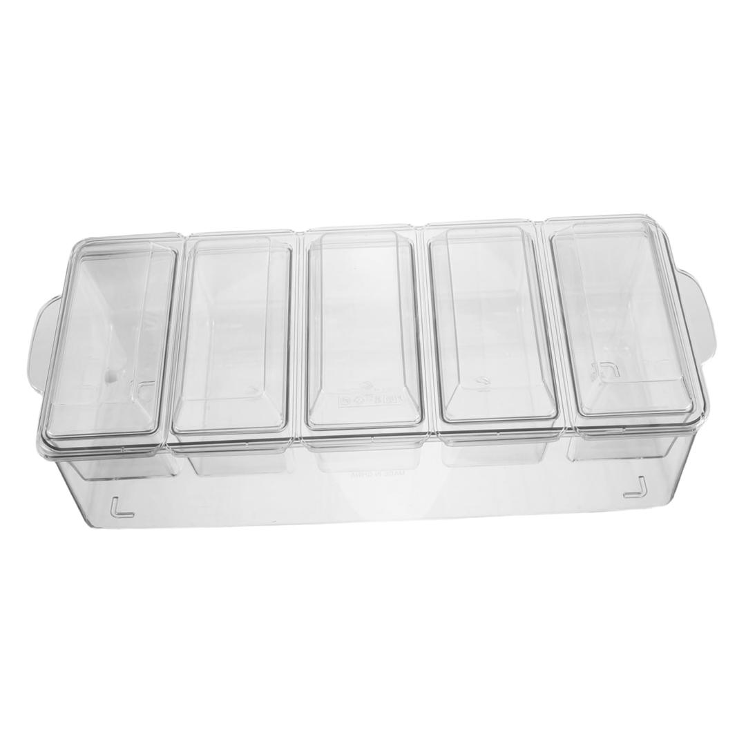 MAGICLULU 1Set Chilled Condiment Container Compartment Food Storage Box with Lid Plastic Salad Tray for Outdoor Parties Picnics and Appetizers Multi Functional Garnish Holder