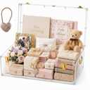 Novabright Clear Acrylic Keepsake Trunk with Heart Lock, 23.6 x 14.2 x 9.4"