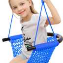 Hand-Knitting Toddler Swing, Swing for Kids with Adjustable Ropes, Heavy Duty Rope Play Secure Children Swing Set, for Indoor, Outdoor, Playground, Tree, 440 lbs Capacity (Blue)