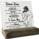 2 x Gifts for Dad from Daughter Wood Plaque Gift, Dear Dad I Love You,Plaque with Wooden Stand, Meaningful Wood Sign Plaque Gift for Dad (Dear Dad)