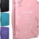 DEHITE Bible Cases for Woman — Leather Bible Covers for Women — Carrying Bag for Woman — Pen Slots — Zippered Pocket — Premium Faux Leather Holder — Christian Floral Accessories