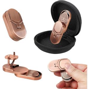 Fidget Adults Toy for ADHDMagnetic Metal Fidget Toy for DeskCool EDC Magnets Slider Stress Relief Toy for OfficeAnxiety Relief Haptic Multiple Ways Play Finger Push Spin Coins Decompression Toys (Bronze)
