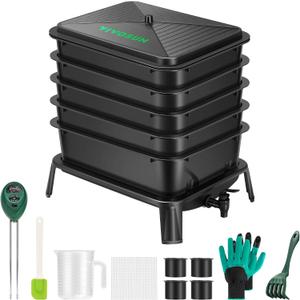 VIVOSUN 5-Layer Worm Compost Bin, 50L Worm Composter, Easy Setup Inclusive Worm Farm Kit for Recycling Food Waste