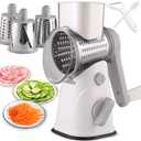 Rotary Cheese Grater Hand Crank, Kitchen Mandolin Vegetable Cheese Shredder with 3 Interchangeable Blades,Easy Clean Rotary Grater with Handle,Kitchen Grater Grinder for Cutting Cheese,Vegetable Nuts