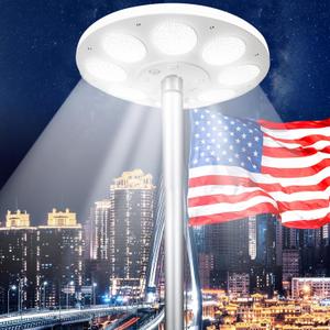 PPQ Premium Ivory Flag Light - Solar Powered, 136 LED, 10000h Lifespan for 15-25 Ft Poles, Waterproof, Auto On/Off Dusk to Dawn