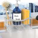 Maifan Sink Caddy Sponge Holder for Kitchen with Brush Holder and Stainless Steel Self Drain Tray, Rustproof Kitchen Sink Organizer for Sponge, Soap Dispenser Storage Accessories (Lacquer Silver) | Sponge Holder, Brush Holder, Self Drain Tray, Rustproof, Sponge, Soap Dispenser