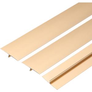 uxcell 3 Pcs Aluminum T Molding Floor Transition Strip, 1.6"x3 Ft Moulding Transition Strip for Doorway, Laminate Flooring, Joining Flooring Gaps of Laminate Planks Tile, Gold