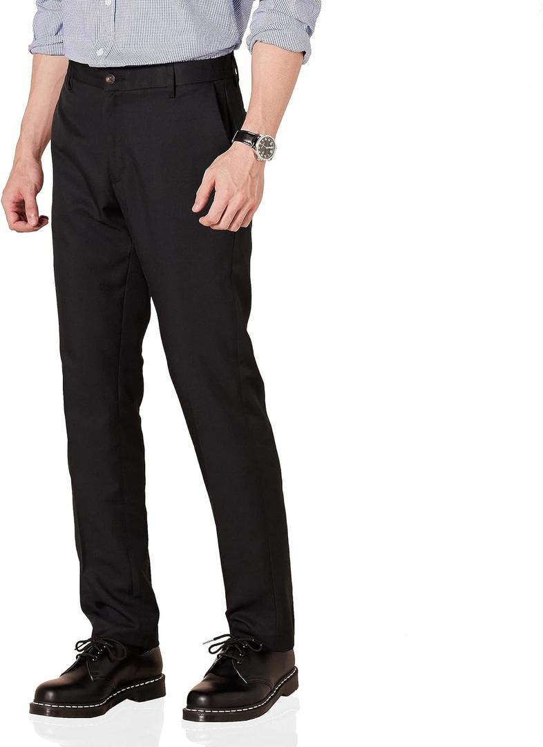 Amazon Essentials Men's Slim-Fit Flat-Front Dress Pant (35W x 29L, Black)