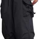 WZIKAI Men's Baggy Cargo Pants Casual Parachute Cargo Pants Loose Fit Hip Hop Harem Pants with Pockets (X-Large, Black)