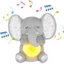 Soothing Breathing Stuffed Animal, Breathing Stuffed Animal Plush with Sensory Details Musical Lights and Rhythmic Breathing Sleep Companion, for Kids Toy (Grey)