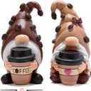 Hodao Coffee Gnome Figurines - Hand-Painted Resin Indoor Decor, Set of 2 Cute Cafe Bar Decorations, Perfect Home & Bedroom Ornaments, Ideal Gift for Coffee Lovers and Housewarming