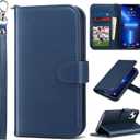 ULAK Compatible with iPhone 13 Wallet Case for Men, Premium PU Leather Flip Cover with Card Holder and Kickstand Feature Protective Phone Case Designed for iPhone 13 6.1 Inch, Navy Blue