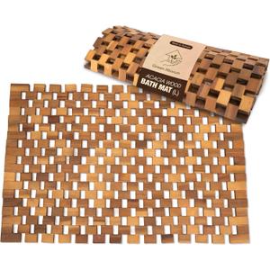 Acacia Wood Bath Mat - Non Slip Sturdy Wooden Shower Mat - Spa, Sauna, Cold Plunge, Camping, Bathroom Dcor, Wood Door Mat 20" x 32" (31.5" x 19.7" (Rectangular))