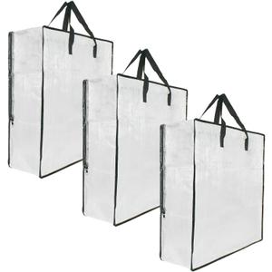 3 Pack Clear Storage Bags with Zipper and Handles, Blanket Bags For Closet Storage, Moving and Packing Supplies for College, Underbed Storage Organizer for Clothes Pillow Bedding Christmas Wreath