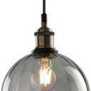 Modern Pendant Lights for Kitchen Island, Industrial Rustic Hanging Ceiling Lighting Fixtures, Glass Dome Lampshade Chandelier, 7.86" Handmade Bell Shaped Lamp Shade, Smoke Grey (20CM)