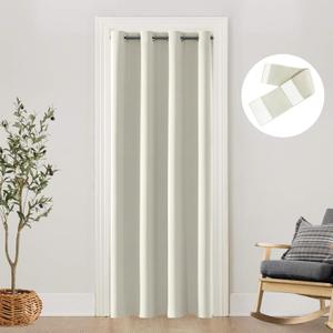 Light Beige Closet Curtains for Bedroom Closet Door,Boho Privacy Door Divider for Doorway Living Hallway Nursery Kids Room Dividing Window Dressing,80 Inch Length,Off White/Ivory Cream Colored (42"W x 80"L (Pack of 1))