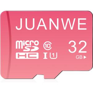 JUANWE 32GB Micro SD Card microSDXC Memory Card, Memory Card, SDHC High-Speed U1 SD Card, 32GB TF Cards for Phone, Dash Cam, Security Camera (Pink)