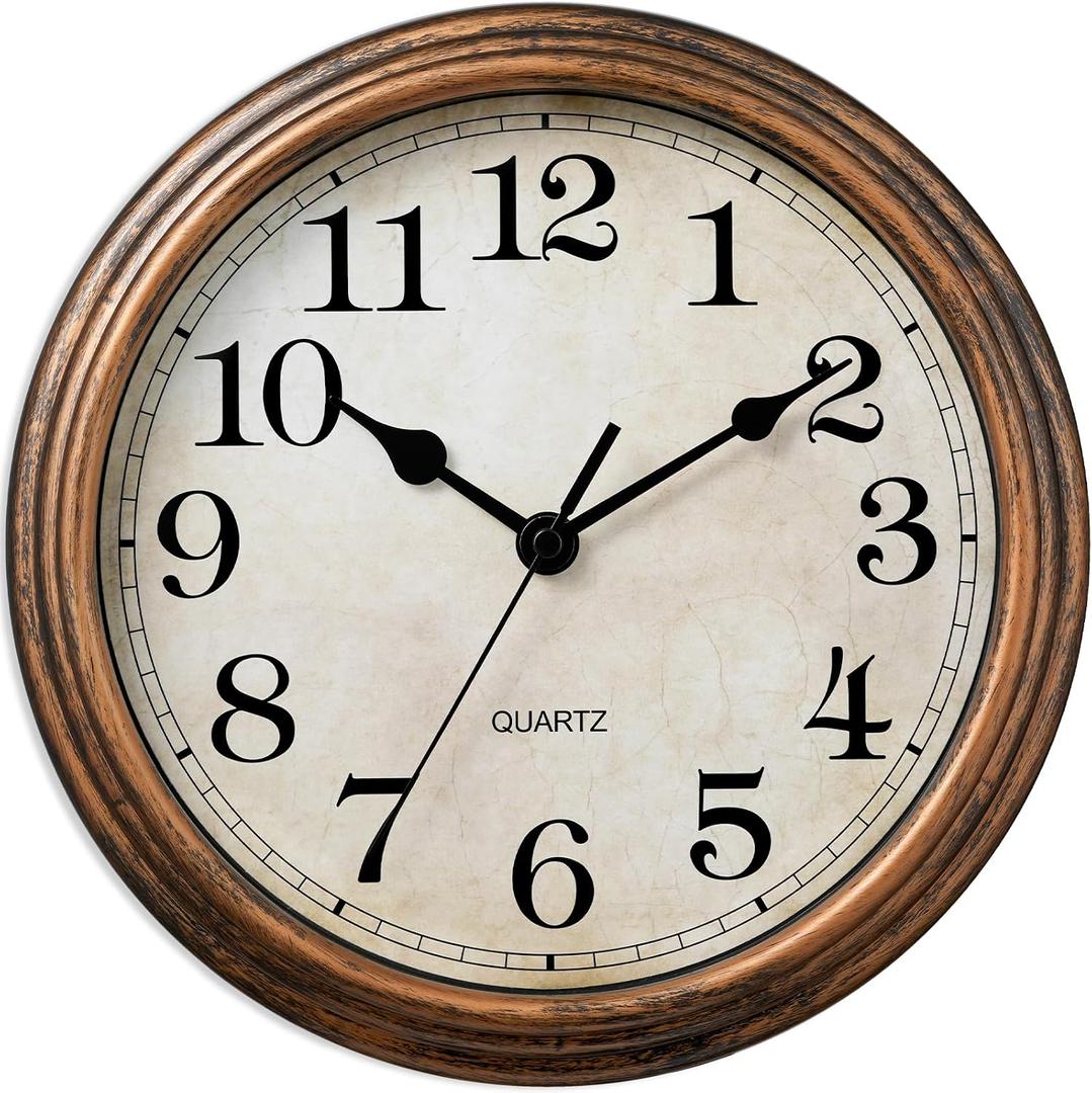 Wall Clock, Vintage Battery Operated, Retro Silent Non Ticking Decorative Clocks for Home Kitchen School Living Room