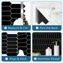 SUNWINGS 10-Sheet Long Hexagon Peel and Stick Backsplash, 12" x 11.22" Picket Black Stone Composite Self-Adhesive Wall Mosaic Tile for Kitchen Bathroom