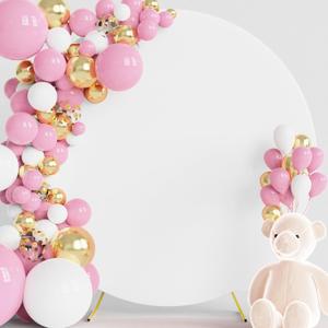 Wokceer 6FT Round Backdrop Cover White Round Arch Covers with Buckles Polyster Circle Balloon Arch Cover for Wedding Birthday Party Ceremony Decor