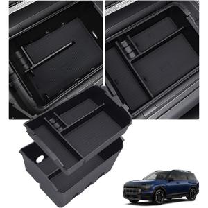 Double Layer Center Console Organizer Tray Storage Box for Hyundai Palisade 2026 (Only fit 7-Seater with Dual-Opening Center Console), Interior Accessories Insert Tray for 2026 Palisade, Black