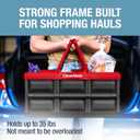 CleverMade Collapsible Shopping Basket 32L Folding Grocery Basket with Handles, Stackable Reusable Storage Crate with 35 lb Capacity, Recycled Plastic, Car Trunk Organizer - Red
