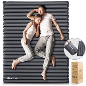 Hikenture Double Sleeping Pad for Camping, 4" Extra-Thick Camping Mattress 2 Person, Inflatable & Ultralight Sleeping Mat for Backpacking, Hiking (Grey Pumpsack, Full XL)