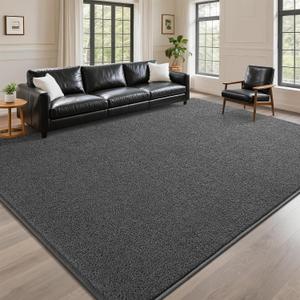 DweIke 6x9 Dark Gray Rugs for Bedroom Living Room, Soft Fluffy Washable Low Pile Solid Color Rug, Non-Slip Throw Carpets for Kids Boys Girls Dorms Nursery Classroom Home Decor