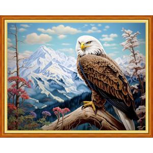 Dimxvean Stamped Cross Stitch Kits,Cross Stitch Kits for Adults Beginners,Embroidery Kits Full Range of Cross Stitch Stamped Kits Needlepoint Kits Cross Stitch Patterns-Mountain Eagles 16x20 inch
