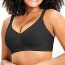 Greoay Bras for Women Wireless Push Up Seamless Wire-Free Bras Full Support T-Shirt Bra V Neck Comfortable Adjustable Bra XL