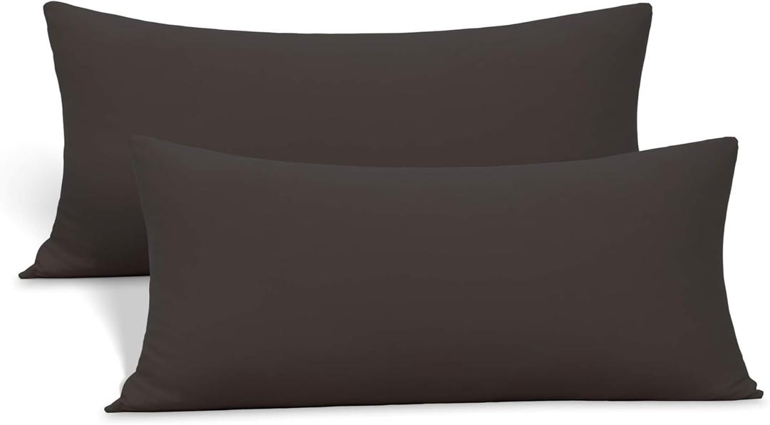 2-Pack Stretch Pillow Cases - Jersey Knit & Ultra Soft Envelope Closure Pillowcases T-Shirt Like Microfiber Blend - Suitable for 20x36/ 20x40 King Size Set of 2, Brown