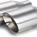 LCGP 2.5" inlet Universal Diesel Exhaust Tip 4" Outlet 09" Long Tail Tip, Polished & Double Wall Angle Cut, 304 Stainless Steel, 2-Pack