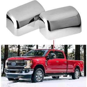 Super Duty Chrome Plated Mirror Covers Ultra Durable Top Half for 2008-2016 Ford F250 F350 F450（2 Pcs）