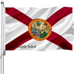 Florida State Flag 2x3 Outdoor Double Sided- Heavy Duty FL State Flag with 2 Brass Grommets 4 Rows Stitched Florida Decorations