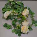 Dolicer 4Pcs 26Ft Artificial Eucalyptus Garlands with Flowers, Faux Floral Greenery Garlands Fake Flowers Vines for Wedding Centerpieces Arch Party Ceremony Backdrop Decor, Champagne