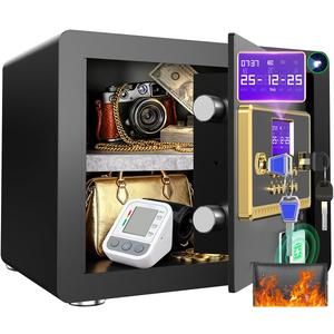 Safe Box with Digital Keypad & Alarm System - Electronic Lock Box for Jewelry Cash with Adjustable Shelves - Includes LED Light & Fireproof and Waterproof Bag(0.8/1.0/1.3/1.53/2.5Cuft)