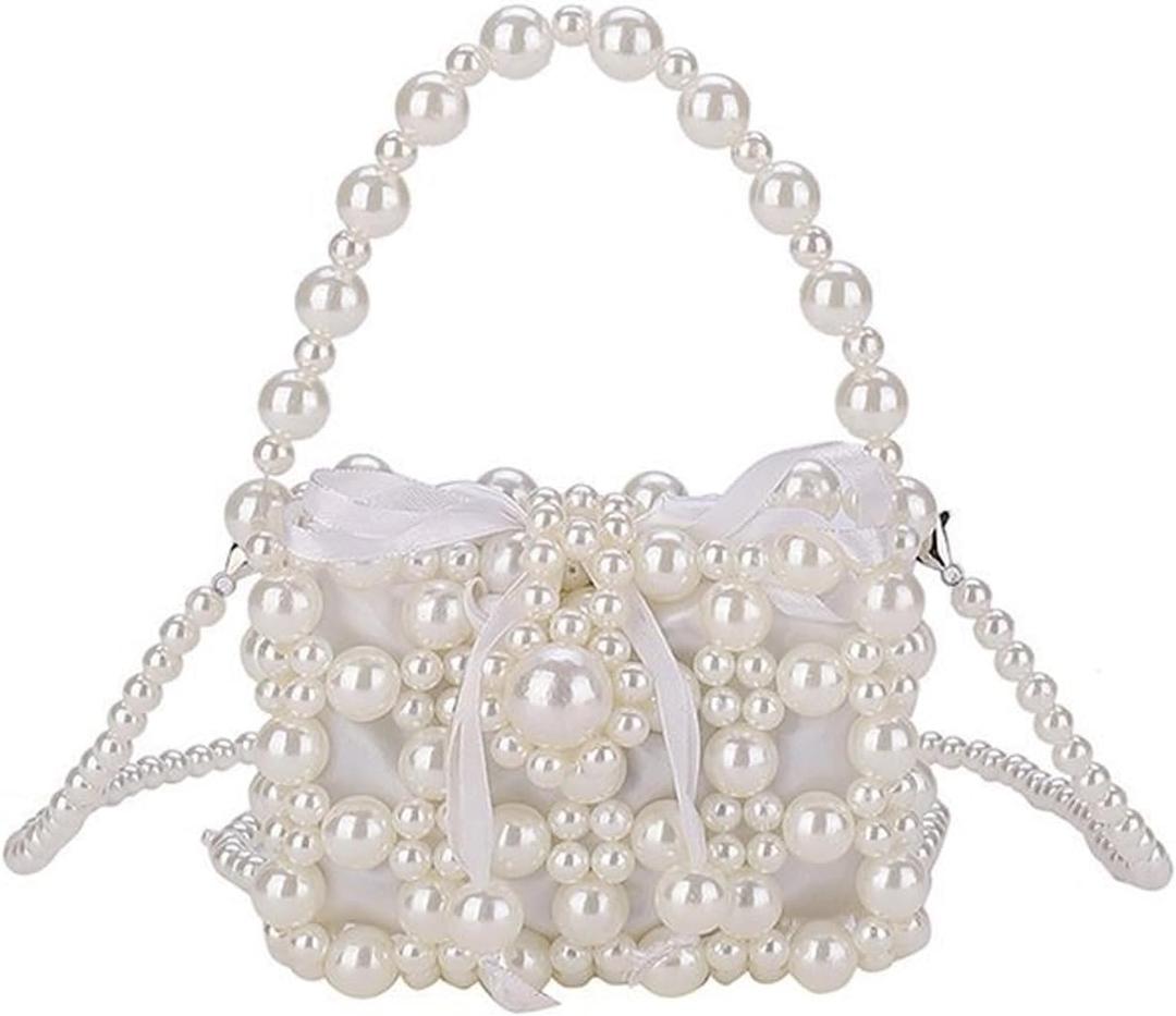 Luxury Pearl Bag Chain Bag Purse, Artificial Pearl Clutch Crossbody Handmade Bags, Evening Bags for Party Wedding Bridal Party Travel Prom 15