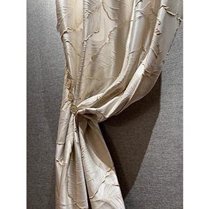 JESSANS Luxury Curtains Beige Jacquard Drapes 3D Gold Leaf High Precision Curtains for Living Room 2 Panels for Bedroom Grommet Top (Beige, 95 * 108)