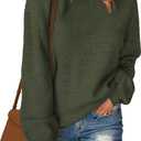 Sucolan Oversized Sweaters for Women Heathered Long Sleeve Crew Neck Pullover Knit Sweater Casual Fall Tops 2024 Fashion (Medium, Deep Green)