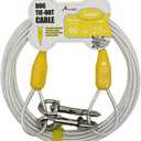 Petest 25ft Reflective Tie-Out Cable for Large Dogs Up to 90 Pounds (Yellow & Silver)