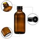 Bekith 30 Pack 4 oz Amber Glass Bottles, Boston Round Sample Bottles with Black Poly Cone Cap for Juice, Ginger Shots, Oils, Whiskey, Liquids
