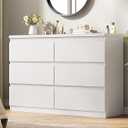 White 6 Drawer Dresser for Bedroom, 15.3" D x 47.2" W x 32.3" H in Simply Modern Chest of Drawers, Wood Storage Double Dresser with Deep Drawers for Living Room, Hallway Entryway, White
Color: White, Model NO.: Y-JOC-C-0633