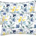 Yellow Blue Floral Pillow Covers 12x20 Inch Set of 2, Watercolor Sage Green Throw Pillows Farmhouse Spring Summer Outdoor Decorative Lumbar Pillow Case Square Cushion Covers for Home Sofa Bedroom