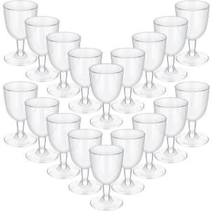 Didaey 48 Pcs Disposable Plastic Wine Glasses 6 oz Party Wine Cups Hard Plastic Drinking Glasses with Stem Stackable Stemmed Goblets for Champagne Dessert Wedding Home Toasting(Clear)