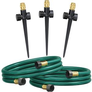 FANHAO Above Ground Irrigation Garden Sprinkler System, Metal Adjustable Garden Sprinkler Set, 360 Degree Large Area Coverage Irrigation Kit for Lawn, Patio, Flower Bed & Garden