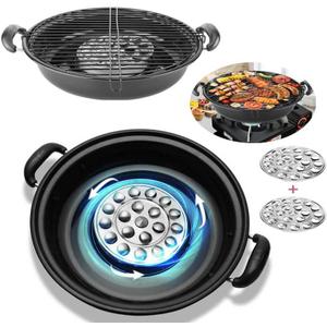 Asador para estufa mexicano con disco Giratorio - mexican stove with grill spinning metal disc - Stainless Steel Enamel Inoxidable - Stovetop Grill(2 discs)