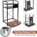 3-Tier Printer Stand with Shredder Shelf, 20" L x 14" W x 34" H, Floor-Standing Printer Stand with Power Outlet, Desk Side Printer and Shredder Stand with Storage, Black Office Storage Shelf Rack