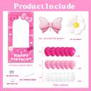 Birthday decorations for girls,Happy Birthday Banner, 35 Balloons,Pink bow Foil Balloon,Photo Booth Props for women (Pink Cat)