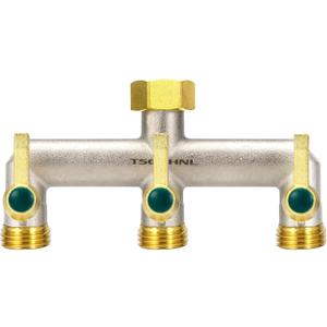 Garden Hose Splitter, 3-Way Faucet Diverter with 3 Extended Metal Handles, Outdoor Hose Splitter, Heavy Duty Brass Nickel Plated, GHT 3/4-Inch Heavy Duty Hex Female Inlet and 3/4-Inch Male Outlet